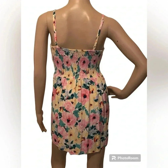 AUW Floral Spaghetti Strap Smocked Back Mini Spring Dress Women’s Size M - Picture 5 of 8